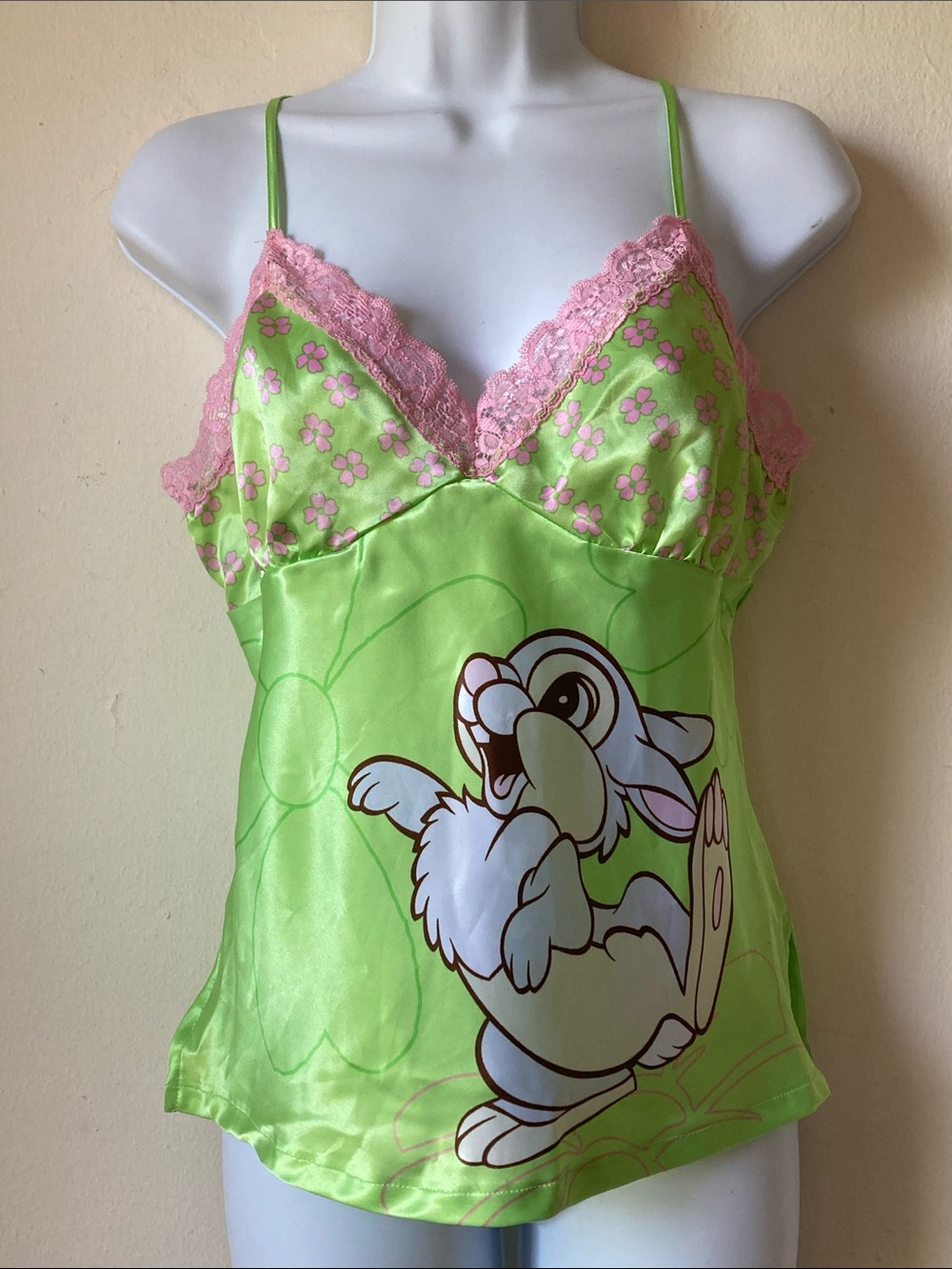 Vintage Disney Thumper Satin Lace Camisole Top Sz S